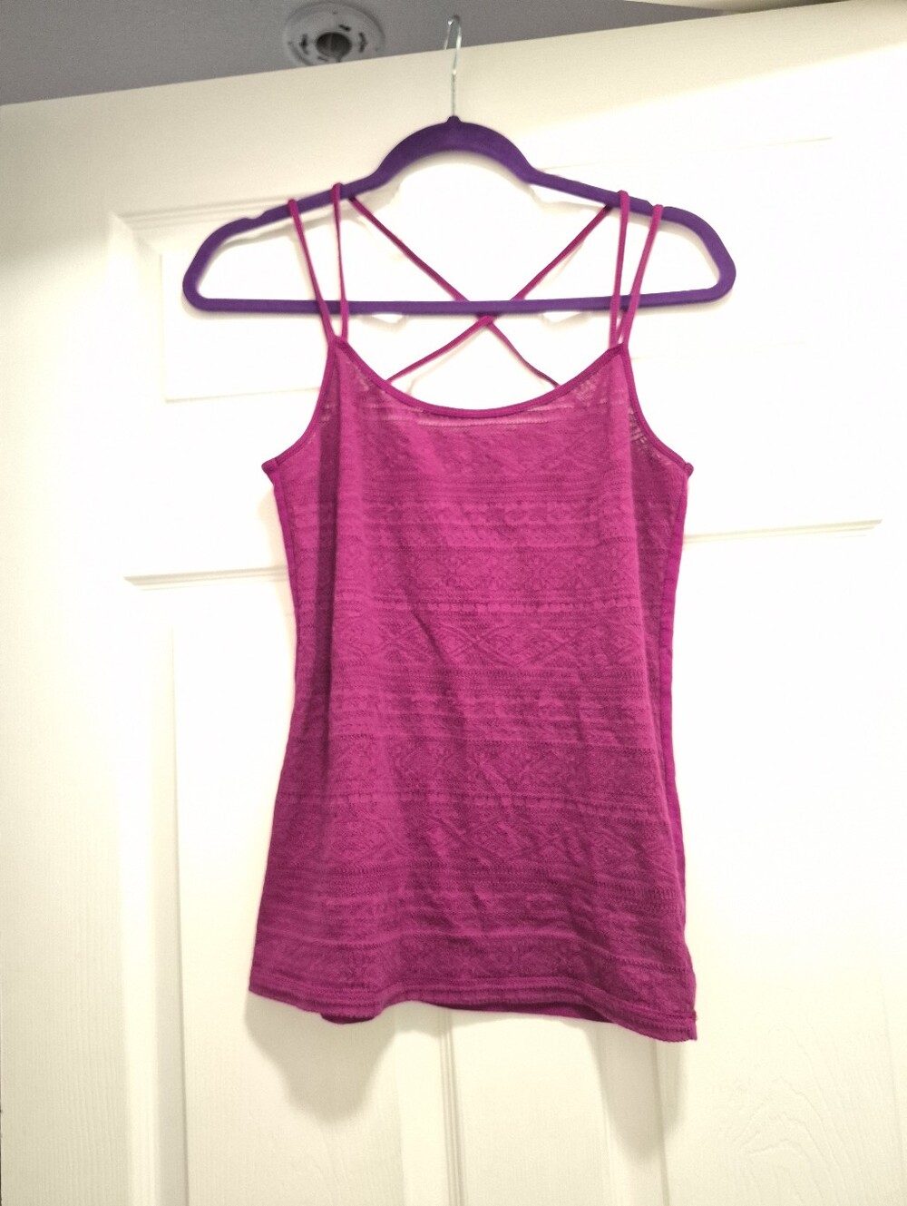 Aeropostale Fuchsia Double-Strap Lace-Pattern Cami